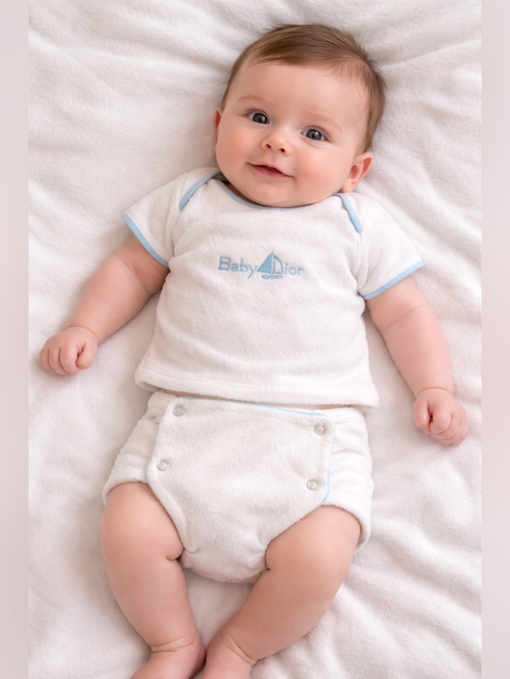 VTG Baby Dior Rare Terry 2-Piece 0-3 Months UNION MADE USA Heirloom Outfit Boat